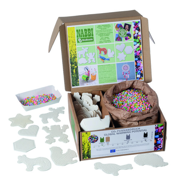 NABBI® BioBeads, Schulset biologisch abbaubar, Pastell Mix, ca.30.000 Stk./3x3+6x2 Platten