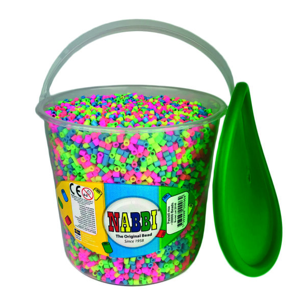 NABBI® Bügelperlen, im Henkeleimer, Pastell Mix, 20.000 Stk.