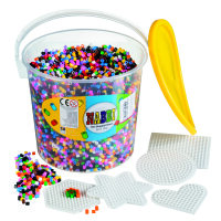 NABBI® Bügelperlen Set, im Henkeleimer, Standard Mix, 17.000Stk. incl. 5Steckplatten