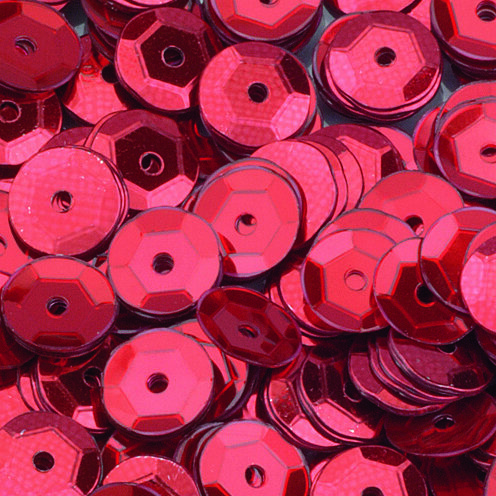Pailletten, rund, gewölbt  rot, 40 g ø 6 mm.