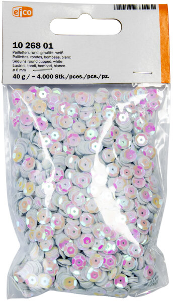 Pailletten rund gewölbt  weiß 40 g / ~ 4.000 Stk. ø 6 mm