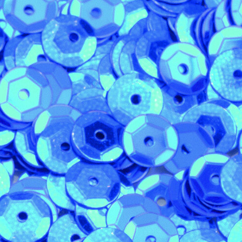 Pailletten, rund, gewölbt  blau, 40 g ø 6 mm.