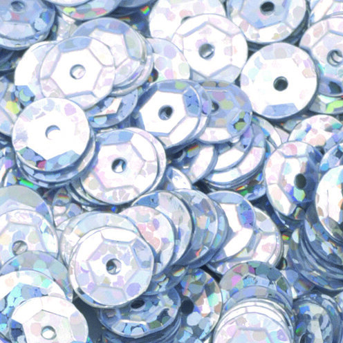 Pailletten, rund, gewölbt  silber hologramm, 40 g ø 6 mm
