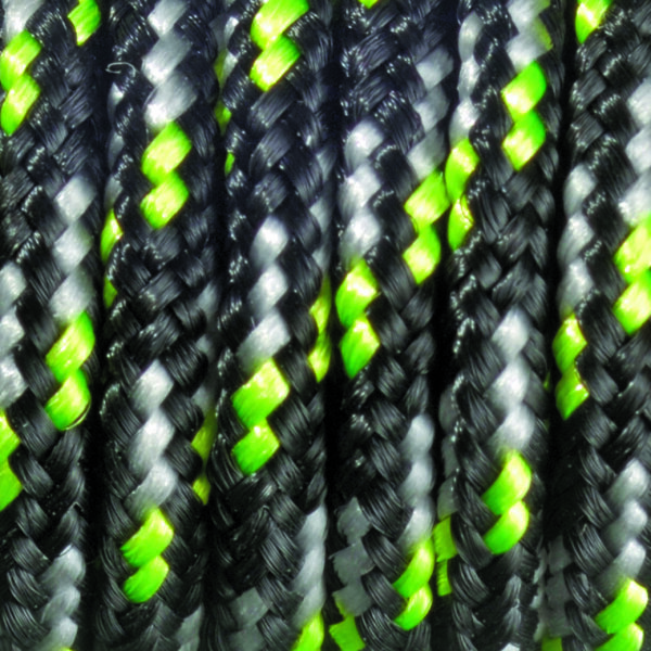 Paracord, Farbmix, schwarz weiß hellgrün 2 mm x 50 m