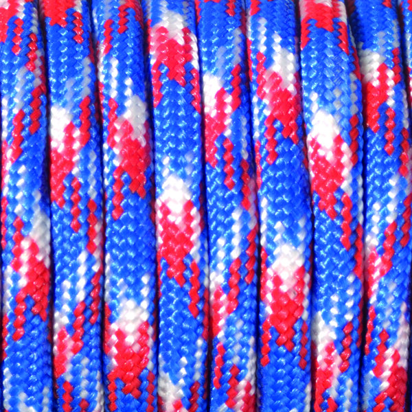Paracord, Farbmix, rot blau weiß 4 mm x 50 m