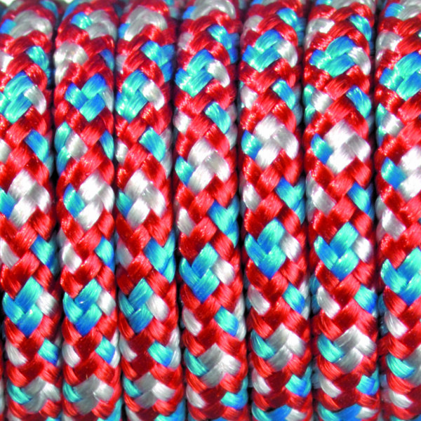 Paracord, Farbmix, rot türkis weiß 2 mm x 50 m