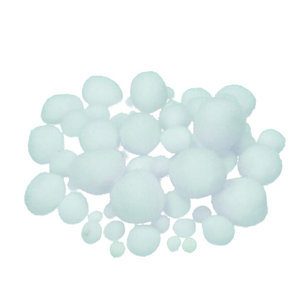 Pompons, für Dekorationen, weiß, 75 Stk.