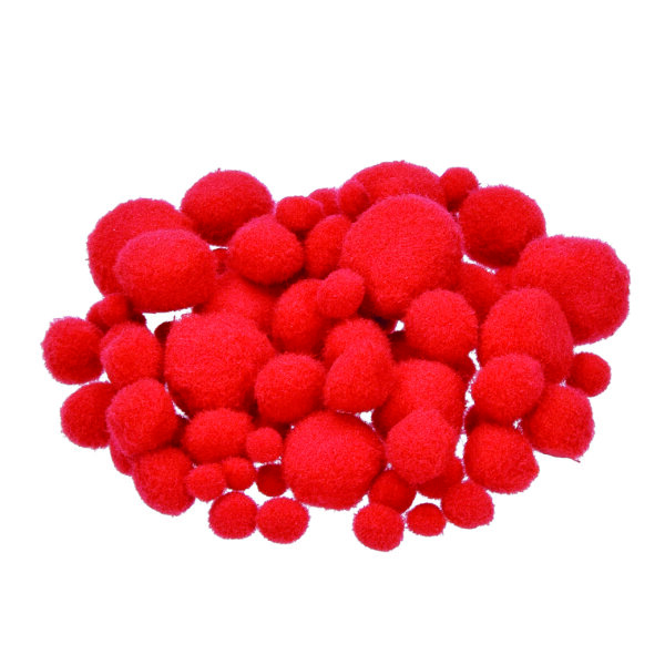 Pompons, für Dekorationen, rot, 75 Stk.
