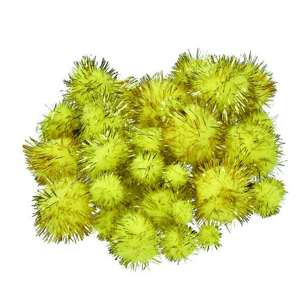 Pompons, für Dekorationen, gelb gold metallic, 40 Stk.