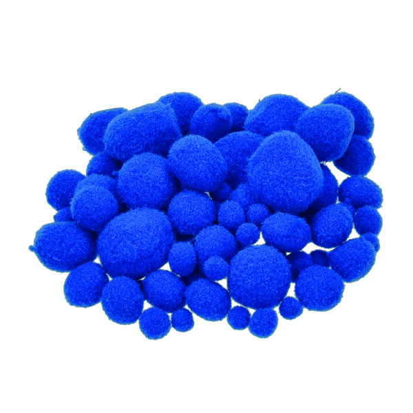 Pompons, für Dekorationen, blau, 75 Stk.