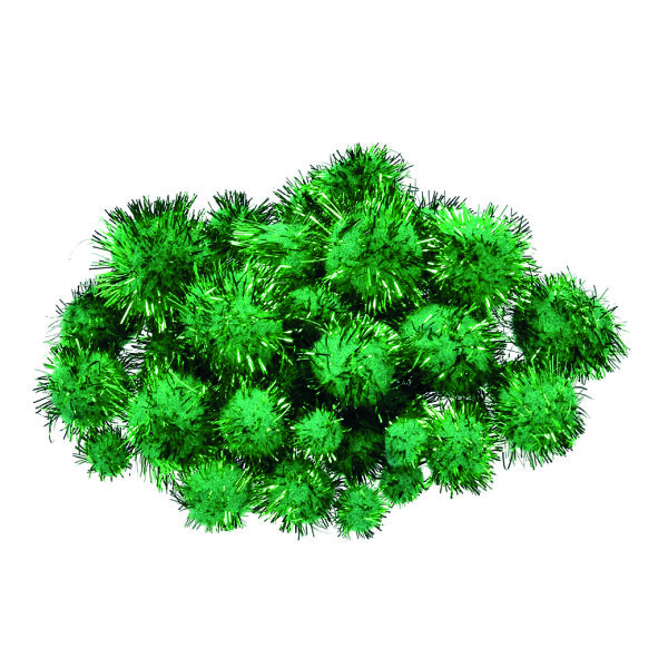 Pompons, für Dekorationen, grün metallic, 40 Stk.
