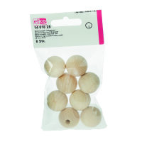 Rohholzkugeln, halbgebohrt, roh, 25 mm ø 6 mm, 8 Stk.