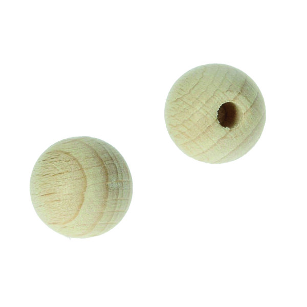 Rohholzkugeln, halbgebohrt, roh, 15 mm ø 4 mm, 18 Stk.