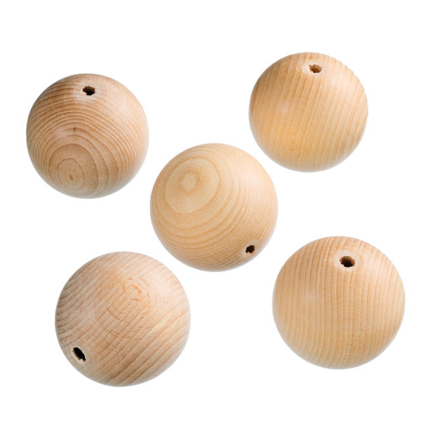 Rohholzkugeln, gebohrt, roh, 80 mm ø 10 mm, 5 St.