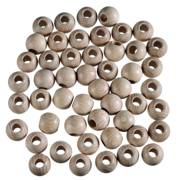 Rohholzkugeln, gebohrt, roh, 30 mm ø 12 mm, 50 St.