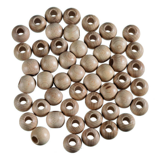 Rohholzkugeln, gebohrt, roh, 25 mm ø 10 mm, 50 St.