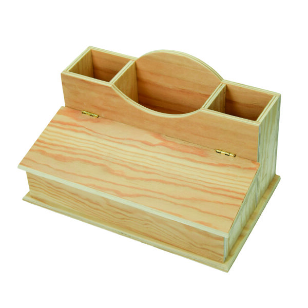 Schreibtisch-Utensilo Holz  roh 23 x 14 x 13 cm