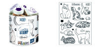 STAMPO Scrap, Stempel /- kissen Katzen  16 + 1 Stk.
