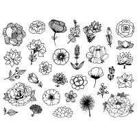 STAMPO Scrap, Stempel /- kissen Blumen  31 + 1 Stk.