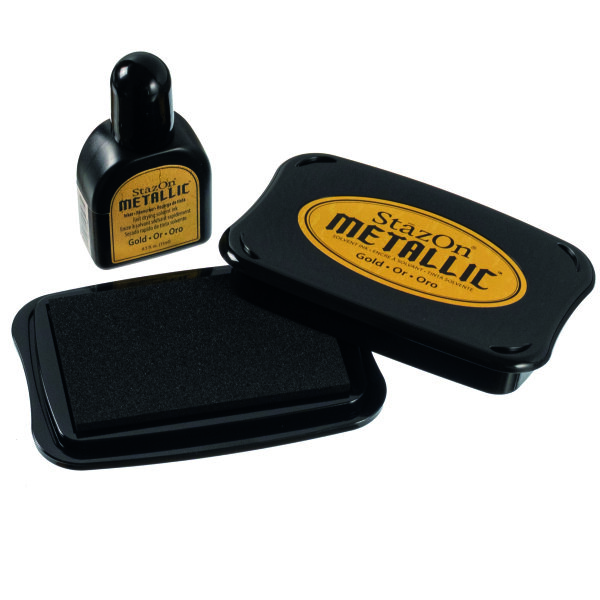 StazOn Set, Stempelkissen + Füllfarbe, gold, 15 ml / 2 - teilig