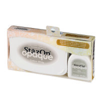 StazOn Set, Stempelkissen + Füllfarbe, cotton white, 15 ml./ 2 - teilig