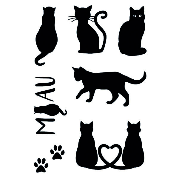 Stempel Clear, Katzen, transparent, 7 - teilig