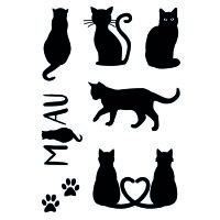 Stempel Clear, Katzen, transparent, 7 - teilig