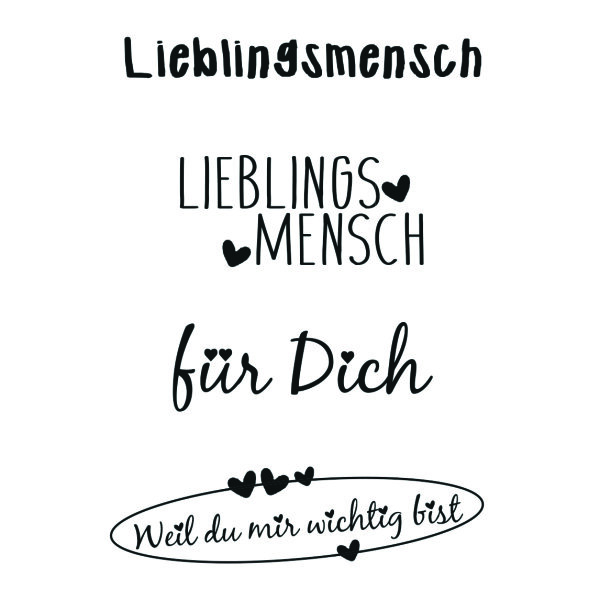 Stempel Clear, Lieblingsmensch, transparent, 4 - teilig