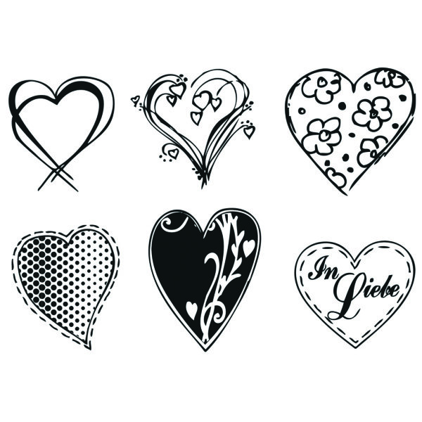 Stempel Clear, Herzen, transparent, 6 - teilig