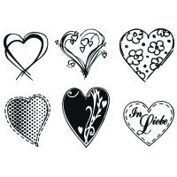 Stempel Clear, Herzen, transparent, 6 - teilig