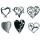 Stempel Clear, Herzen, transparent, 6 - teilig