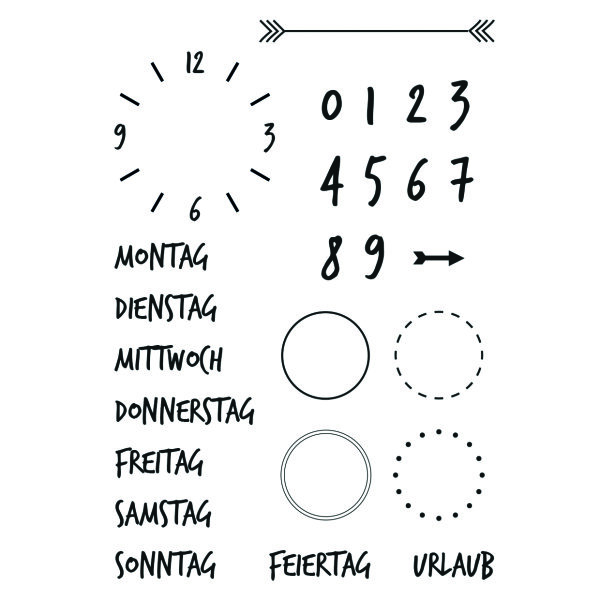 Stempel Clear, Kalender 2, transparent, 26 - teilig