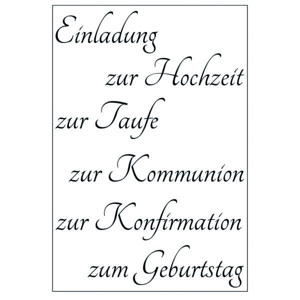 Stempel Clear, Einladung 2, transparent, 6 - teilig