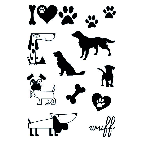 Stempel Clear, Hunde, transparent, 12 - teilig