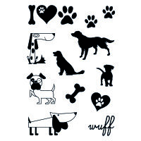 Stempel Clear, Hunde, transparent, 12 - teilig