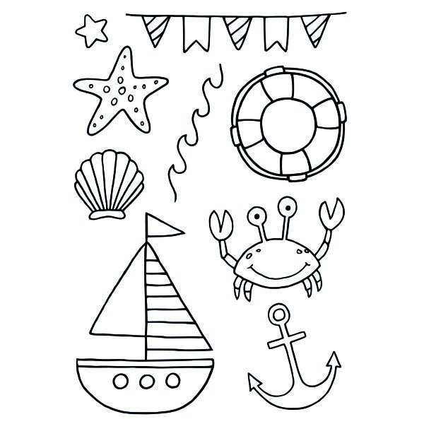 Stempel Clear, Strand, transparent, 9 - teilig