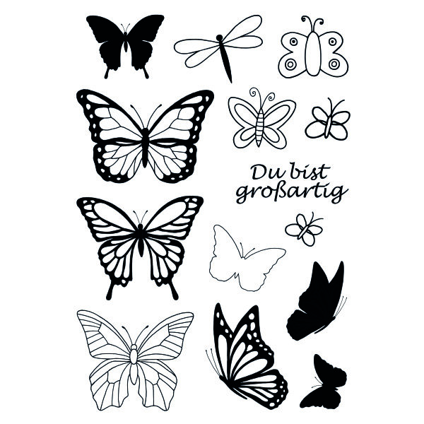 Stempel Clear, Schmetterlinge 1, transparent, 14 - teilig