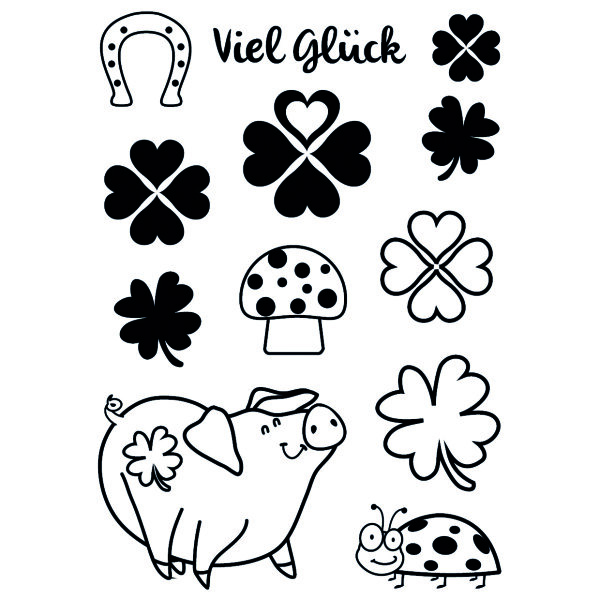 Stempel Clear, Viel Glück, transparent, 12 - teilig
