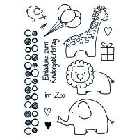 Stempel Clear, Zoo kindlich, transparent, 13 - teilig