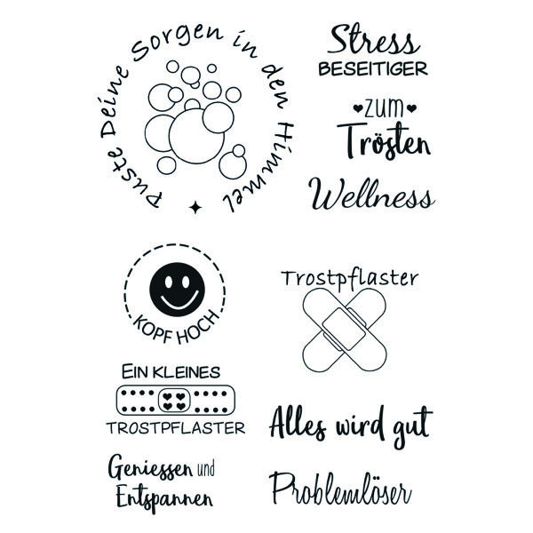 Stempel Clear, Trostpflaster, transparent, 10 - teilig
