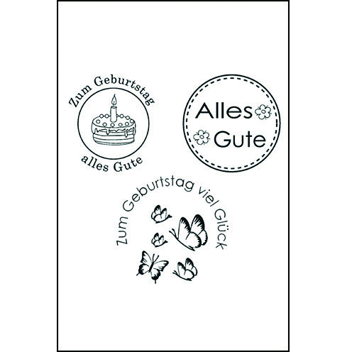Stempel Clear, Alles Gute, transparent, 3 - teilig