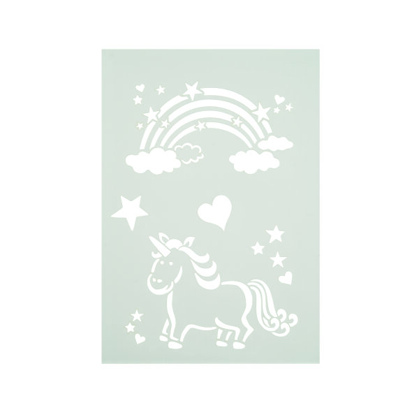 Stencil, Regenbogen und Einhorn  6-teilig