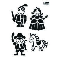 Stencil, Ritter / Prinzessin / Pirat  4-teilig