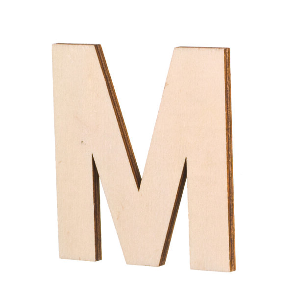 Streuer Holz, Buchstabe M, roh 5 St.