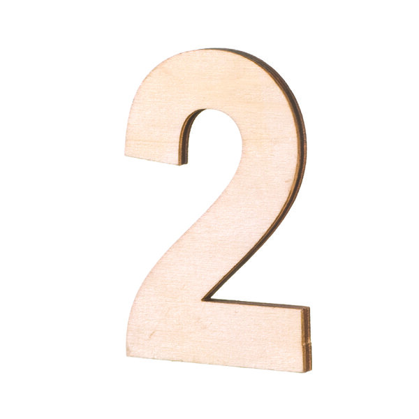 Streuer Holz, Zahl 2, roh 5 St.