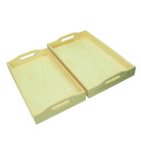 Tablett Set Holz  roh, 2 - teilig 42x26x7 + 39x23x5 cm