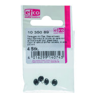 Tieraugen, mit Öse, Glas, schwarz,ø 6 mm 4 Stk.