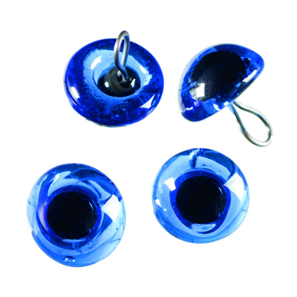 Tieraugen, mit Öse, Glas, blau, ø 10 mm 4 Stk.
