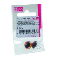 Tieraugen, mit Öse, Glas, braun, ø 14 mm 2 Stk.