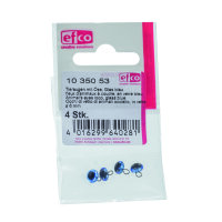 Tieraugen, mit Öse, Glas, blau, ø 6 mm 4 Stk.